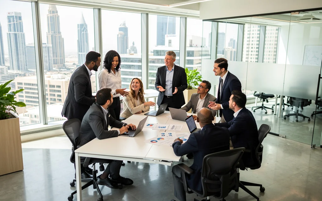 Entrepreneurs dans une zone franche d'affaires à Dubaï